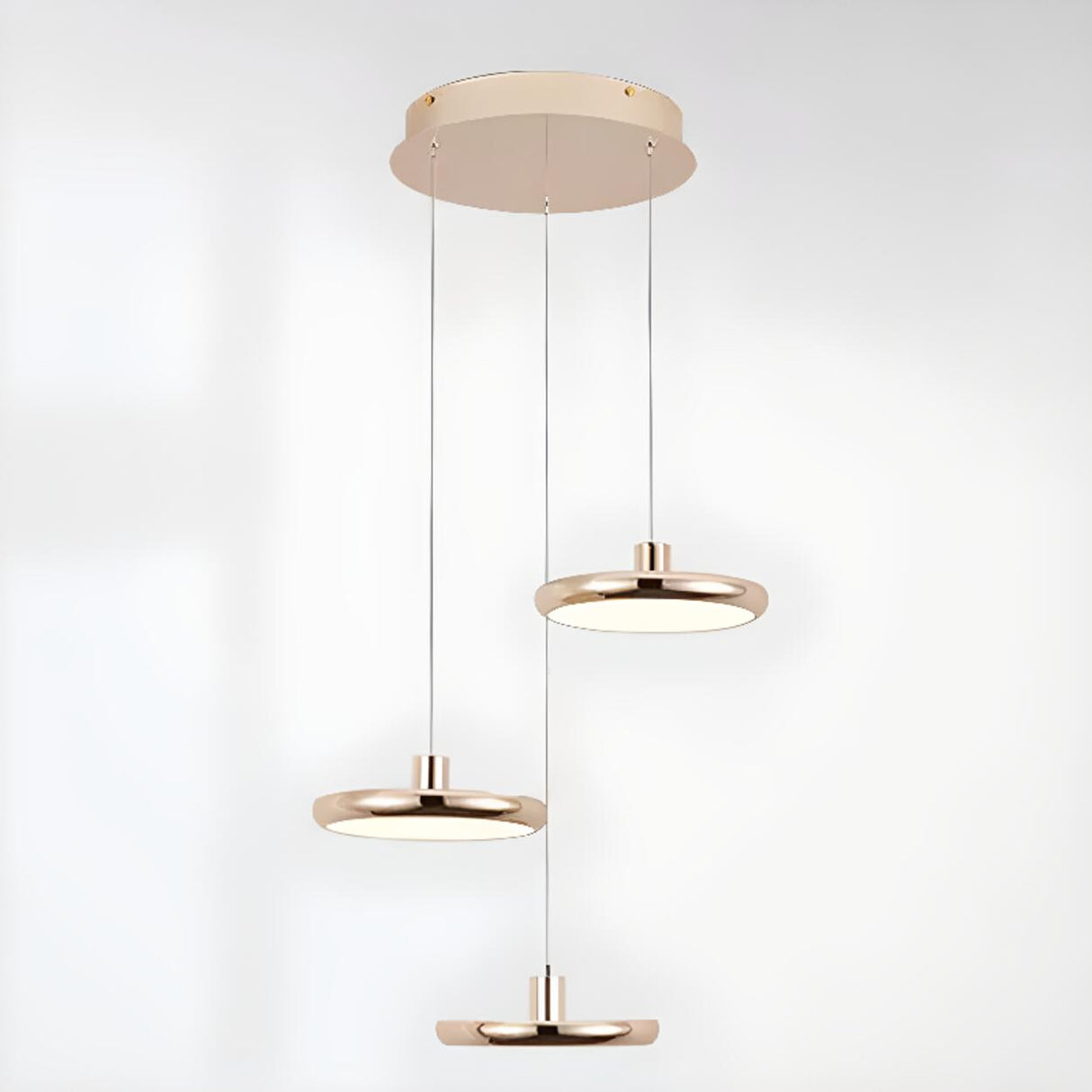 MInimalist Modern Chrome Circular LED Acrylic Pendant Lights Image - 10