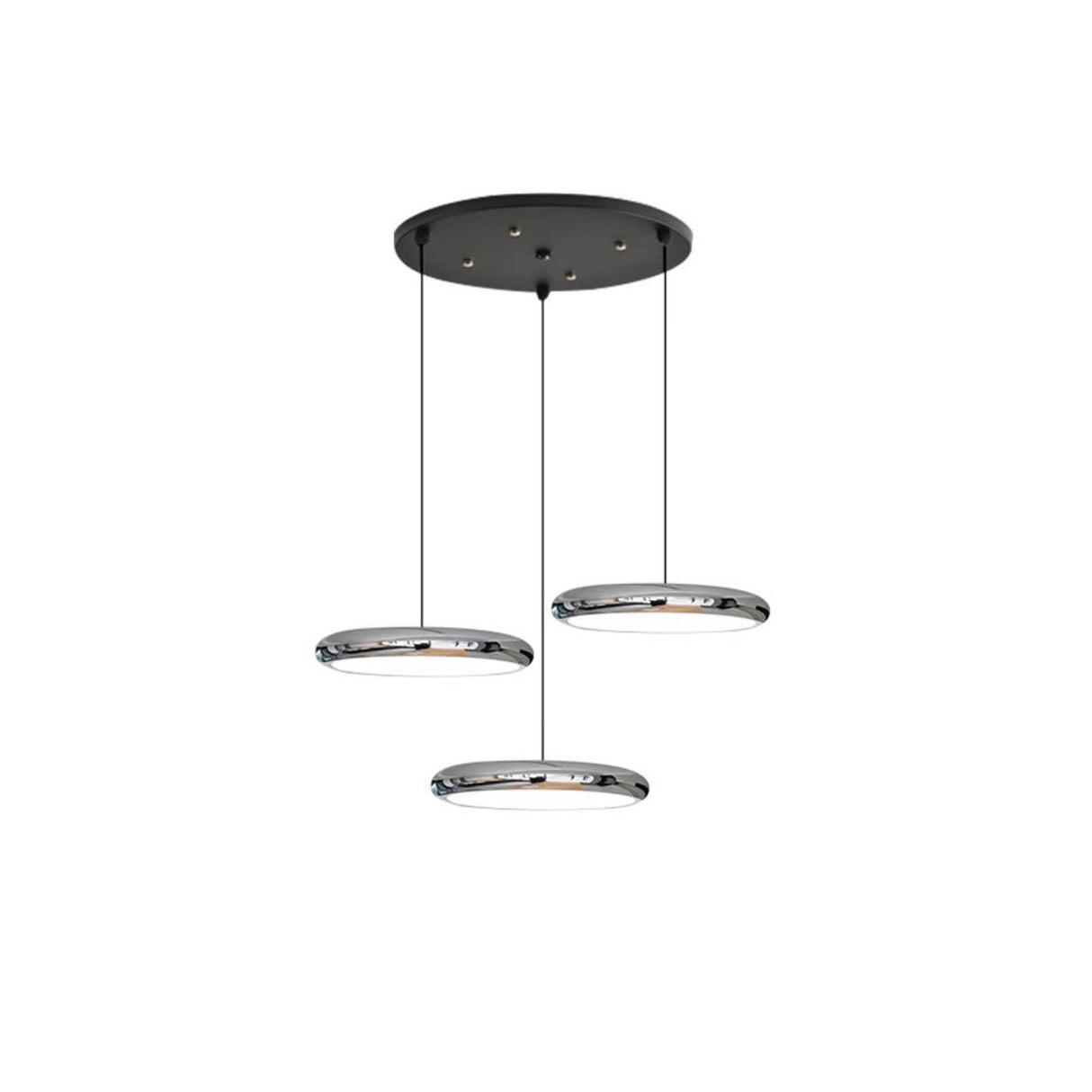 MInimalist Modern Chrome Circular LED Acrylic Pendant Lights Image - 8