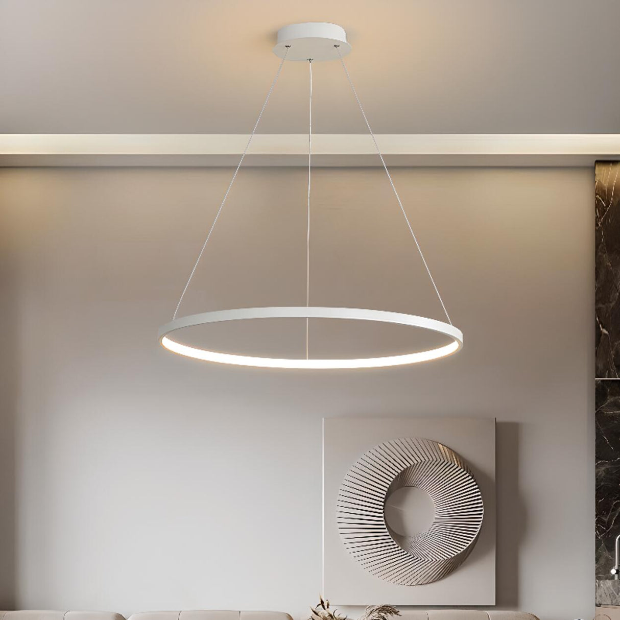 Minimalist Modern Circular Ring LED Pendant Light Image - 6