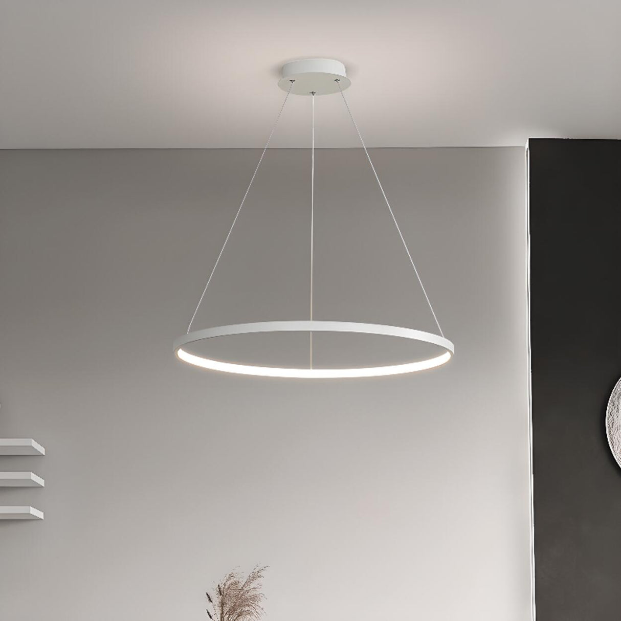 Minimalist Modern Circular Ring LED Pendant Light Image - 8