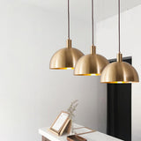 Minimalist Modern Copper Dome Dining Room Pendant Light Image - 4