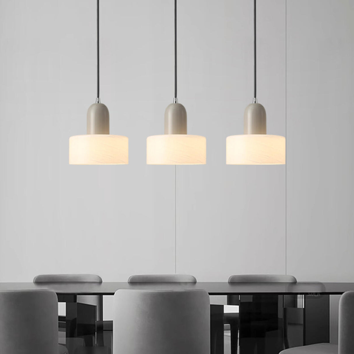 Minimalist Modern Cylinder Black and White Pendant Light Image - 13