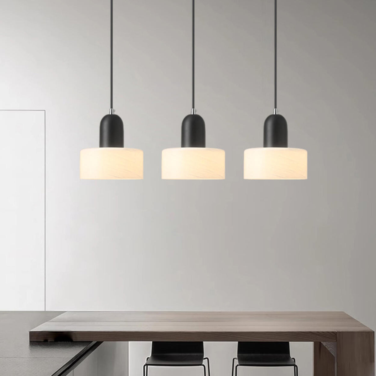 Minimalist Modern Cylinder Black and White Pendant Light Image - 4