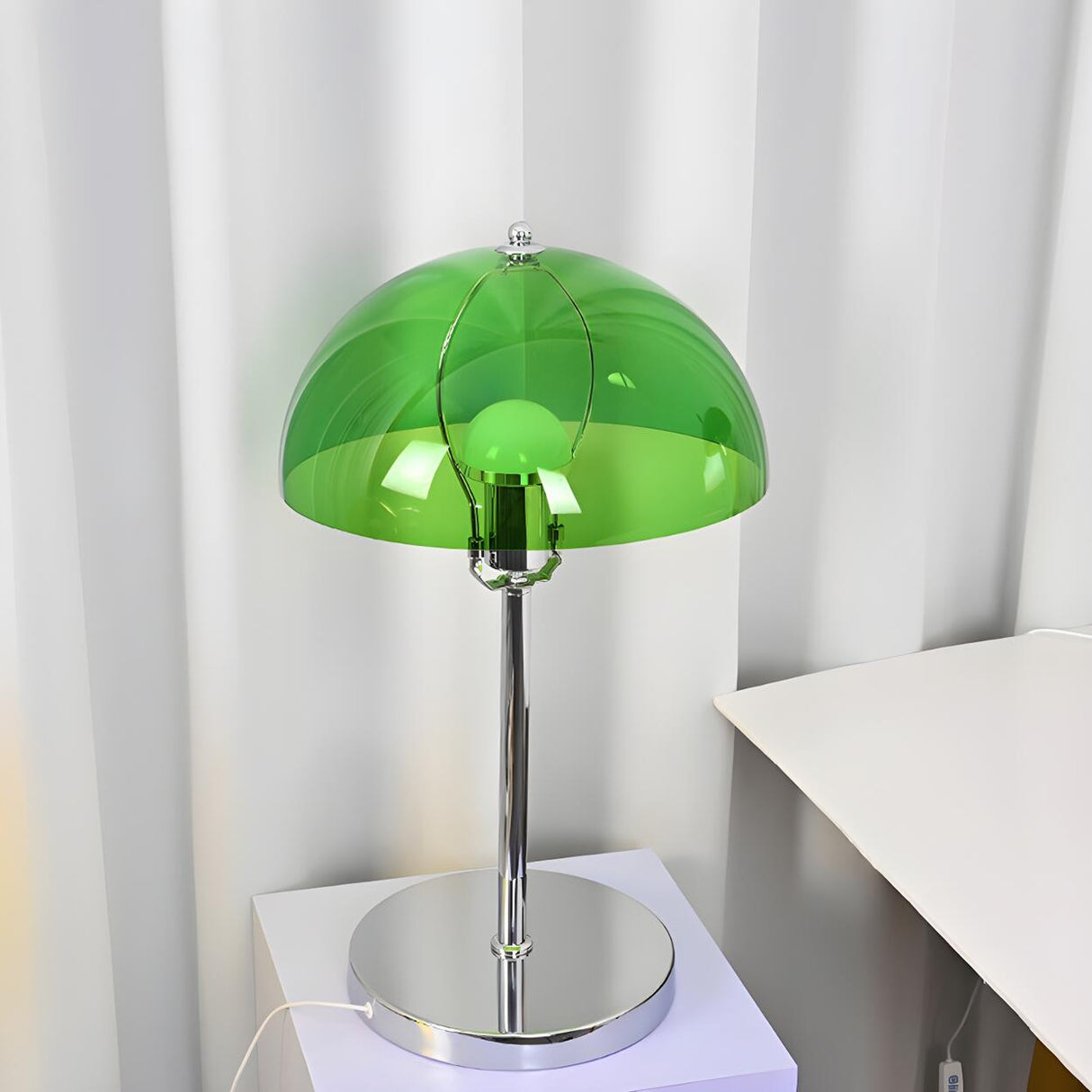 Minimalist Modern Dome Shade Metal Bedside Table Lamp Image - 18