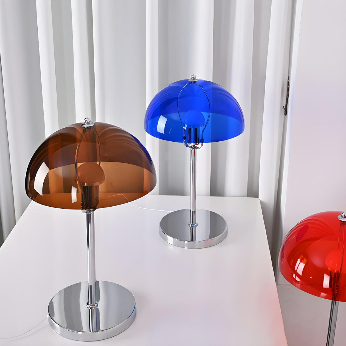 Minimalist Modern Dome Shade Metal Bedside Table Lamp Image - 5