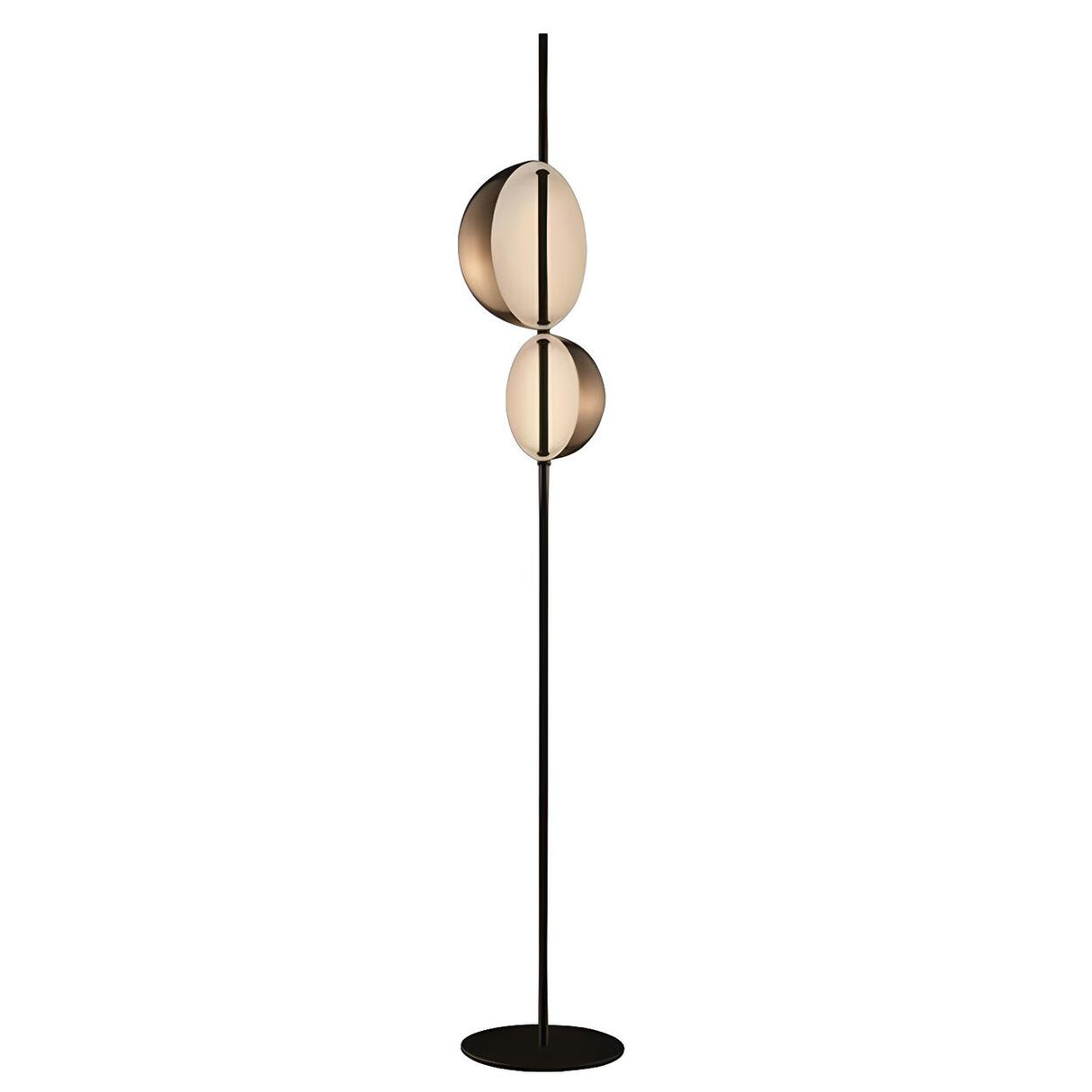 Minimalist Modern Double Black Dome Metal Floor Lamp Image - 2