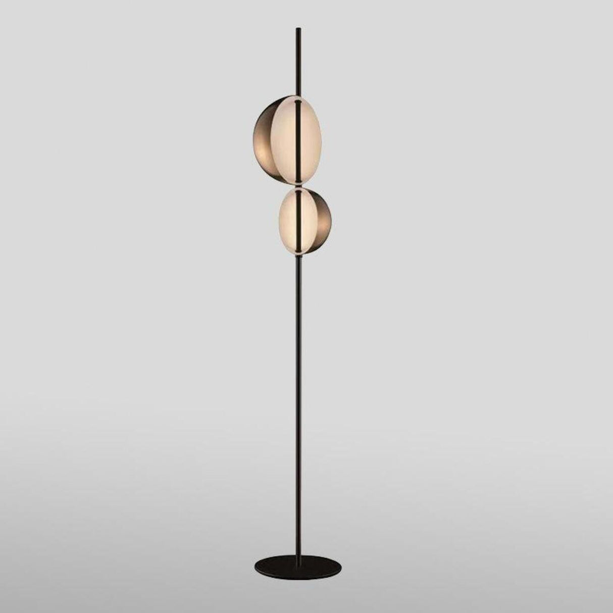 Minimalist Modern Double Black Dome Metal Floor Lamp Image - 7