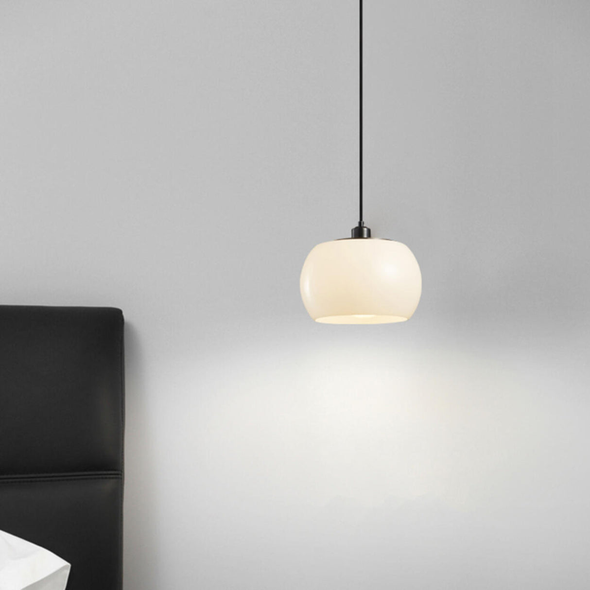 Minimalist Modern Drum White Glass Pendant Light Image - 1