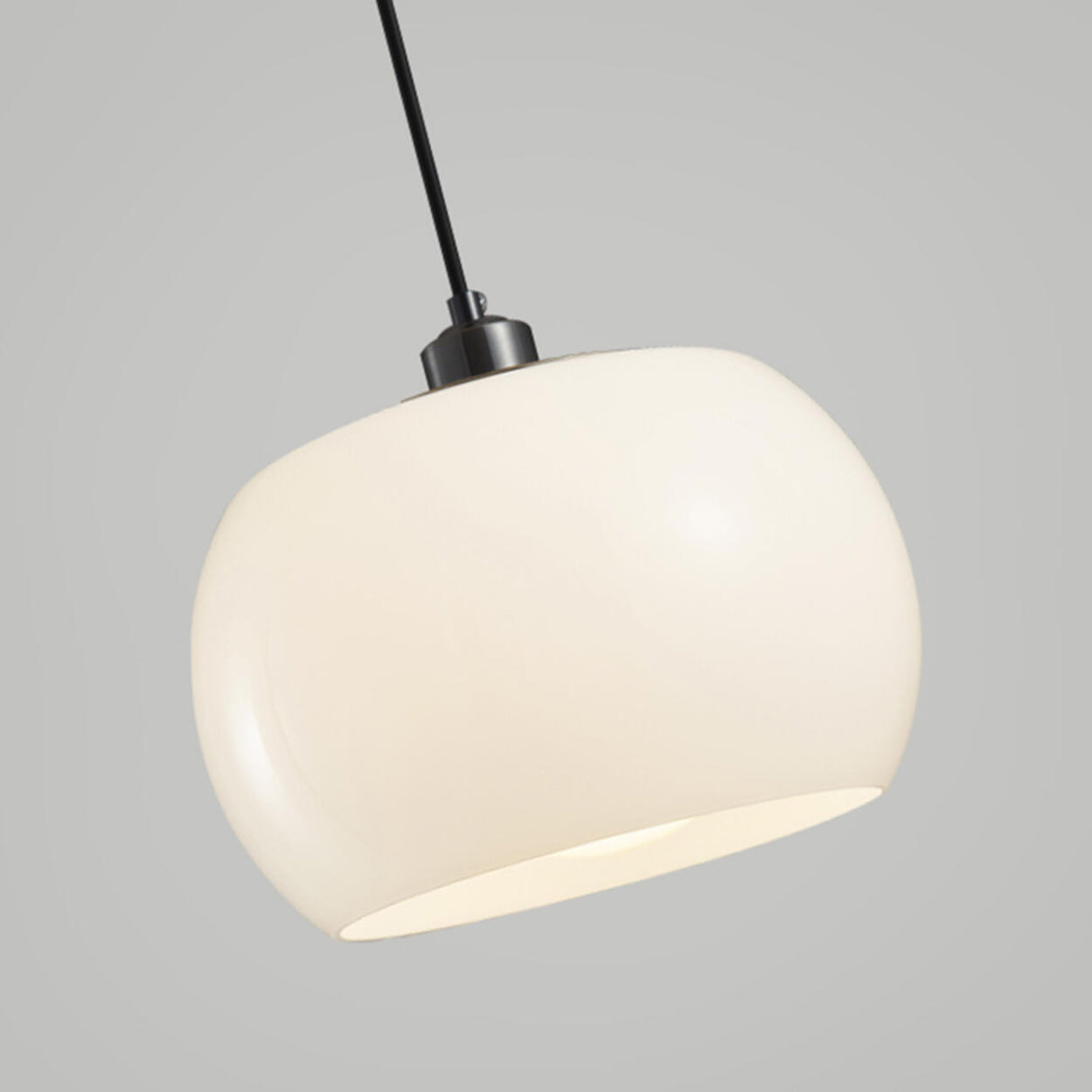 Minimalist Modern Drum White Glass Pendant Light Image - 9