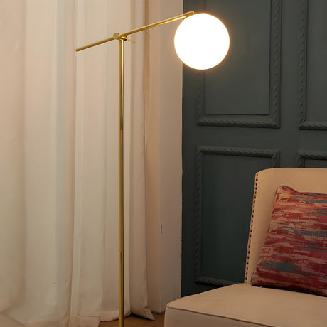 Minimalist Modern Globe Gold Metal LED Floor Lamp Image - 1