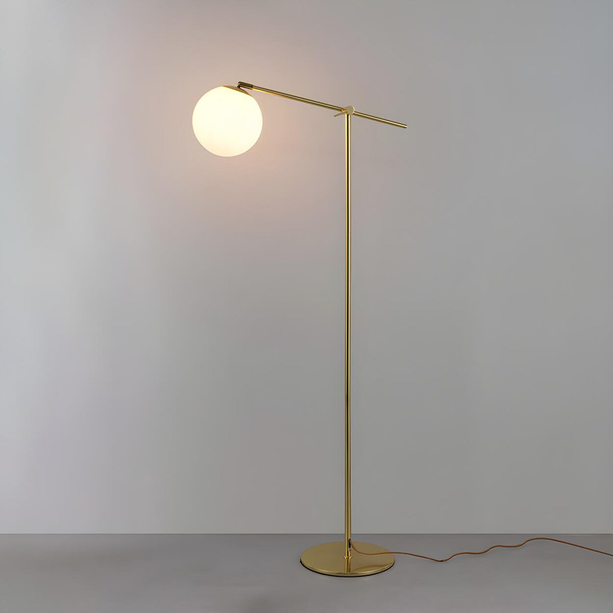 Minimalist Modern Globe Gold Metal LED Floor Lamp Image - 6