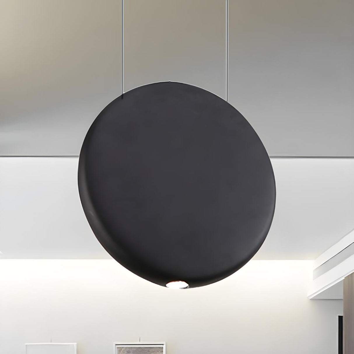 Minimalist Modern LED Resin Black Disc Pendant Light Image - 3