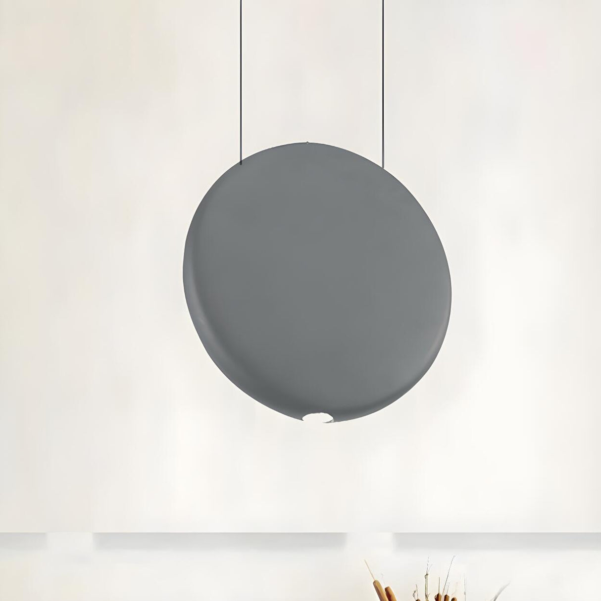 Minimalist Modern LED Resin Black Disc Pendant Light Image - 7