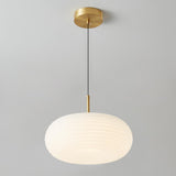 Minimalist Modern LED White Acrylic Oval Drum Pendant Light Image - 10