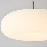 Minimalist Modern LED White Acrylic Oval Drum Pendant Light Image - 13