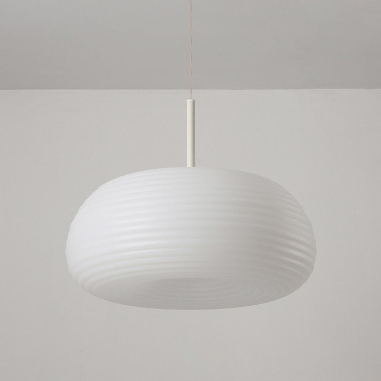 Minimalist Modern LED White Resin Drum Pendant Light Image - 11