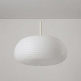 Minimalist Modern LED White Resin Drum Pendant Light Image - 11