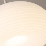 Minimalist Modern LED White Resin Drum Pendant Light Image - 12