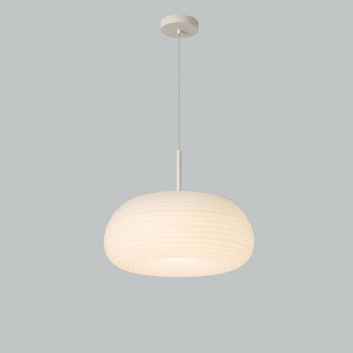 Minimalist Modern LED White Resin Drum Pendant Light Image - 2