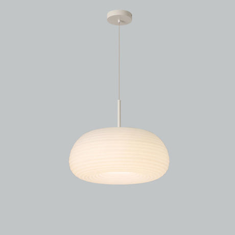 Minimalist Modern LED White Resin Drum Pendant Light Image - 2