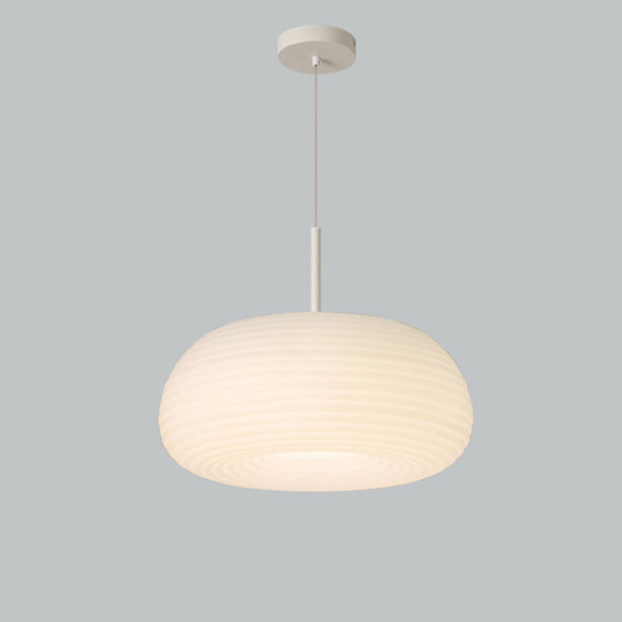 Minimalist Modern LED White Resin Drum Pendant Light Image - 3