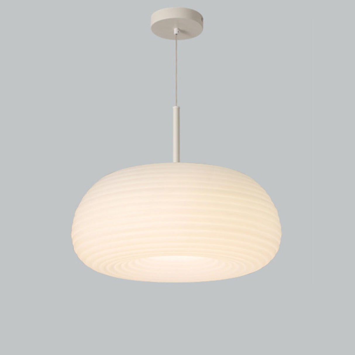 Minimalist Modern LED White Resin Drum Pendant Light Image - 5