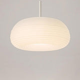 Minimalist Modern LED White Resin Drum Pendant Light Image - 7