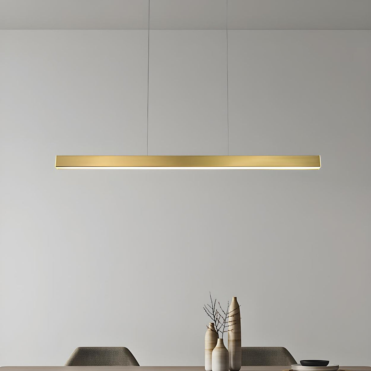 Minimalist Modern Linear Black LED Island Pendant Light Image - 11