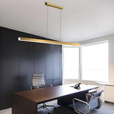 Minimalist Modern Linear Black LED Island Pendant Light Image - 13