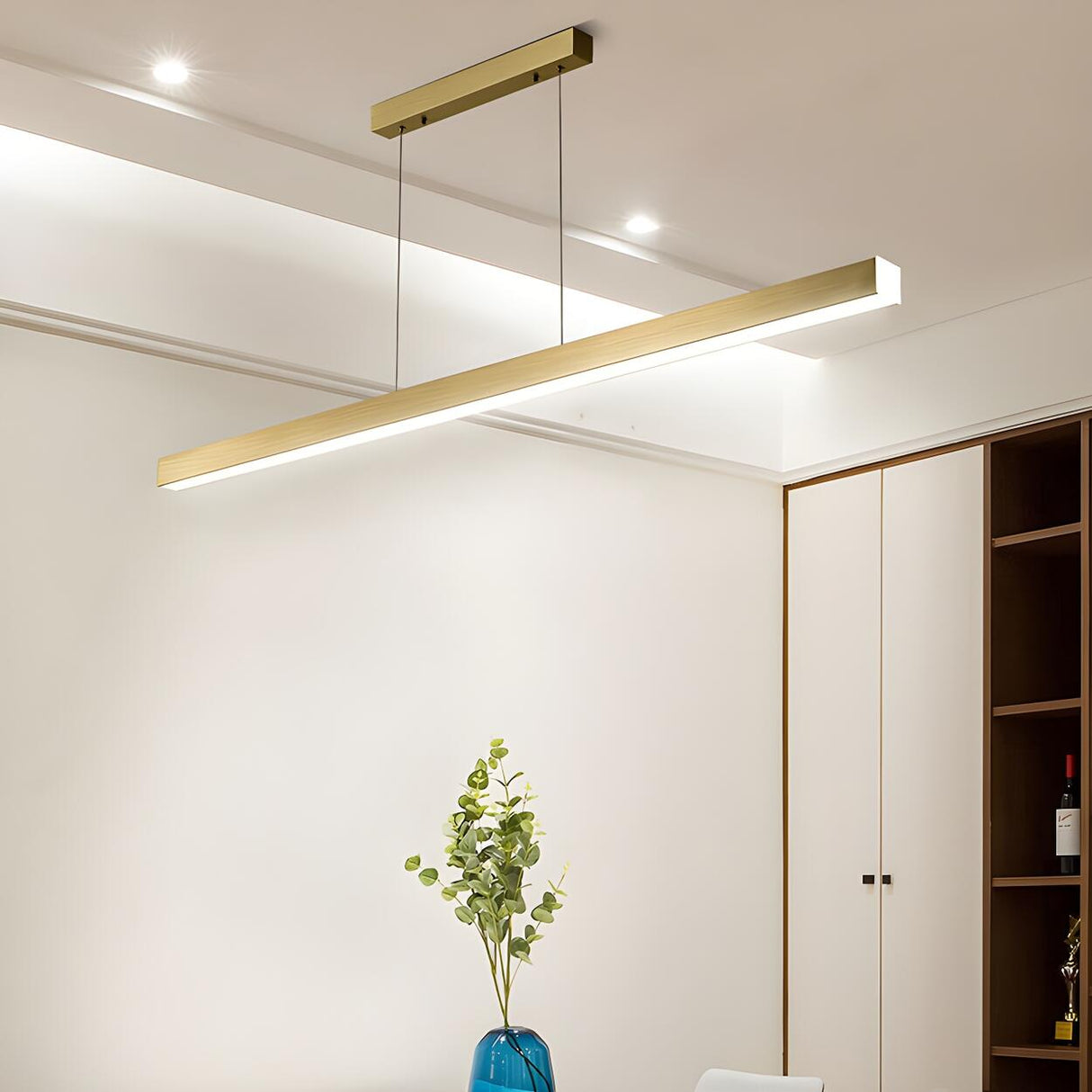 Minimalist Modern Linear Black LED Island Pendant Light Image - 15