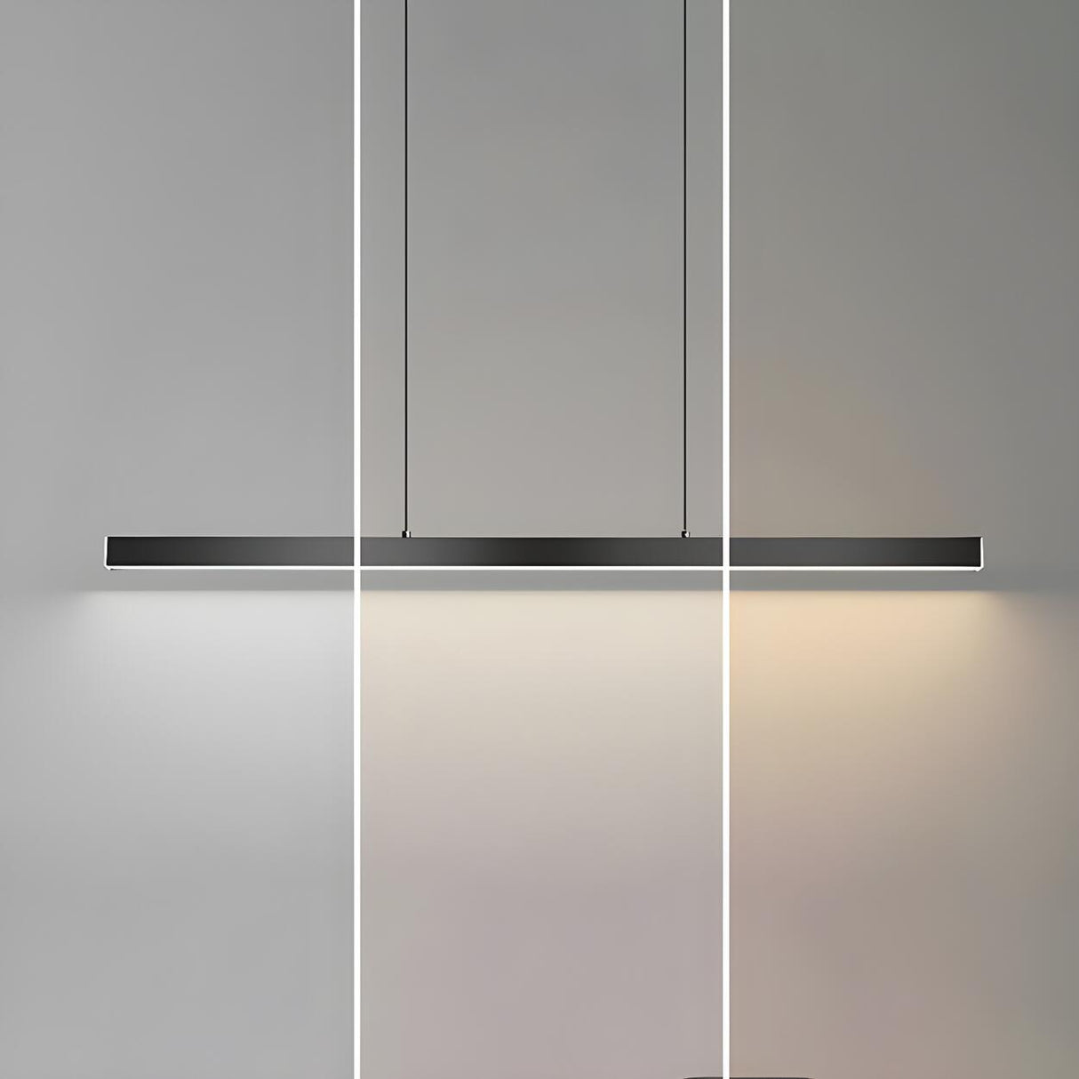 Minimalist Modern Linear Black LED Island Pendant Light Image - 7