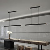 Minimalist Modern Linear Black LED Island Pendant Light Image - 9