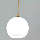 Minimalist Modern Metal White Glass GLobe Pendant Light Image - 10