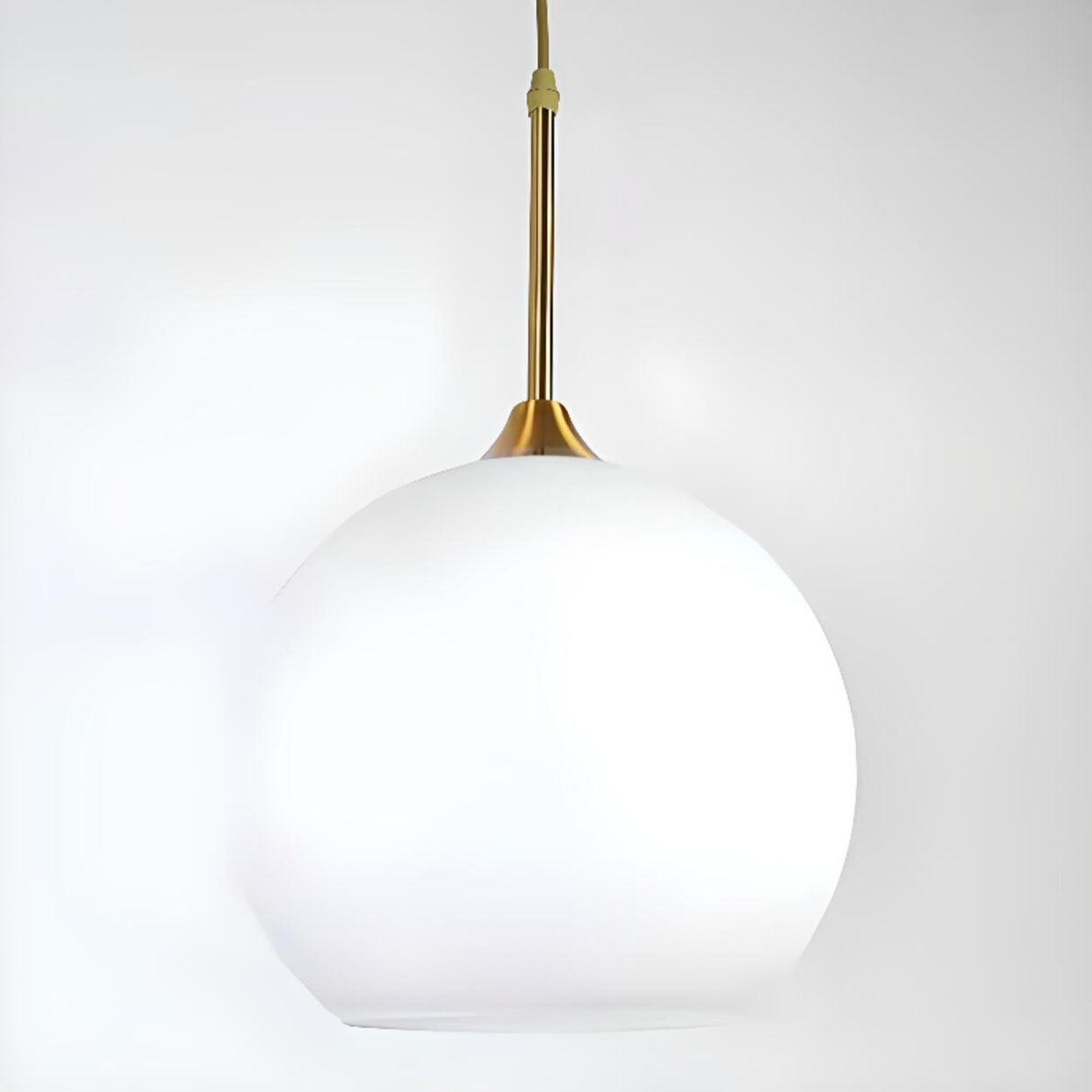 Minimalist Modern Metal White Glass GLobe Pendant Light Image - 11