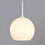 Minimalist Modern Metal White Glass GLobe Pendant Light Image - 12