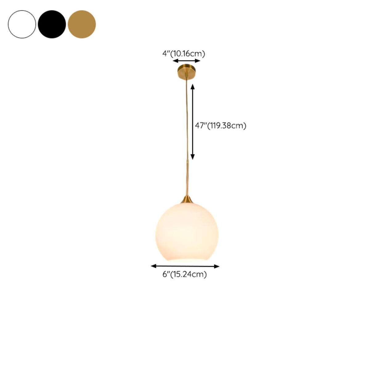 Minimalist Modern Metal White Glass GLobe Pendant Light 