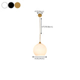 Minimalist Modern Metal White Glass GLobe Pendant Light #size