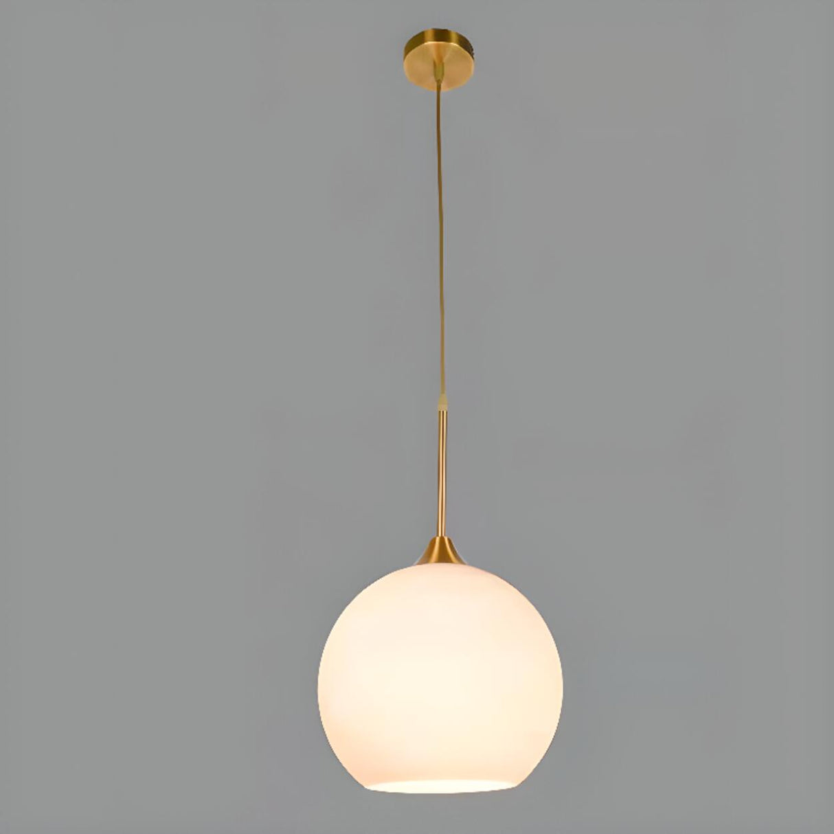 Minimalist Modern Metal White Glass GLobe Pendant Light Image - 6