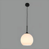 Minimalist Modern Metal White Glass GLobe Pendant Light Image - 7