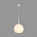 Minimalist Modern Metal White Glass GLobe Pendant Light Image - 8