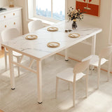 Minimalist Modern Rectangular White Folding Dining Table Image - 1