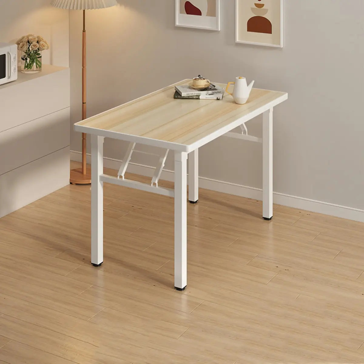 Minimalist Modern Rectangular White Folding Dining Table Image - 15