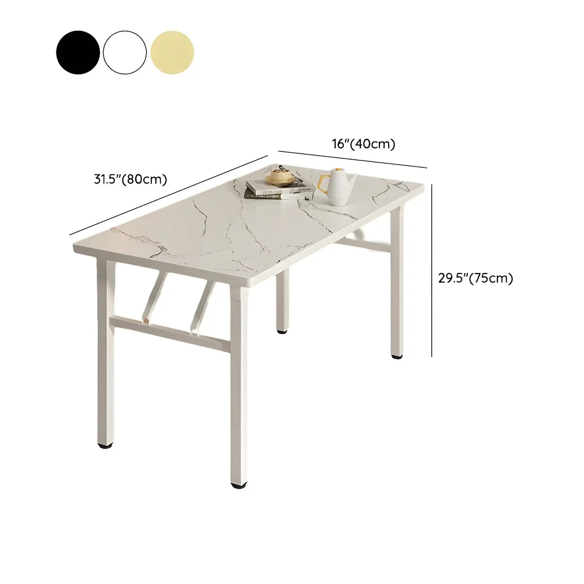 Minimalist Modern Rectangular White Folding Dining Table 