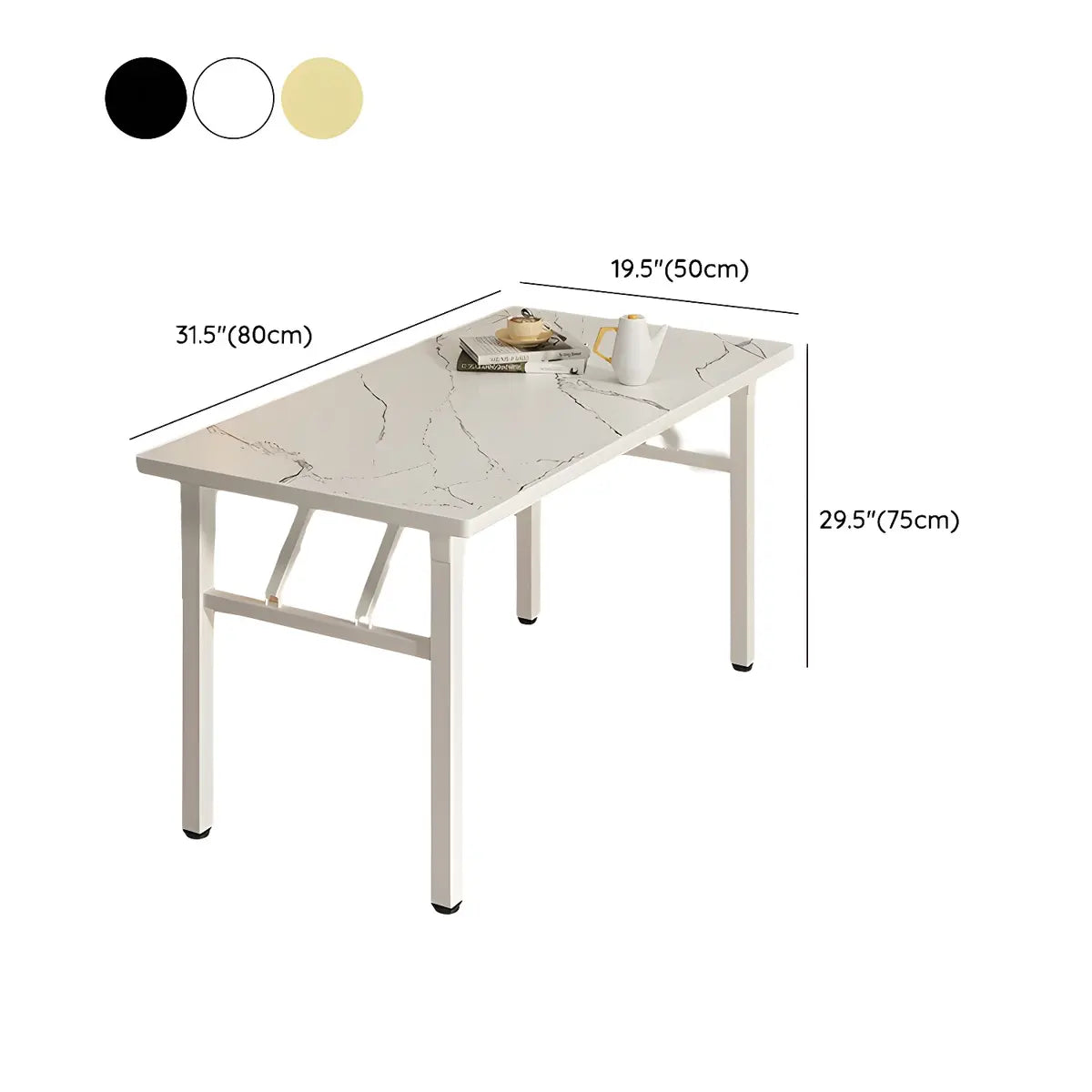 Minimalist Modern Rectangular White Folding Dining Table Image - 19