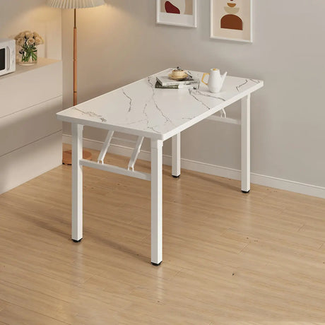 Minimalist Modern Rectangular White Folding Dining Table Image - 2