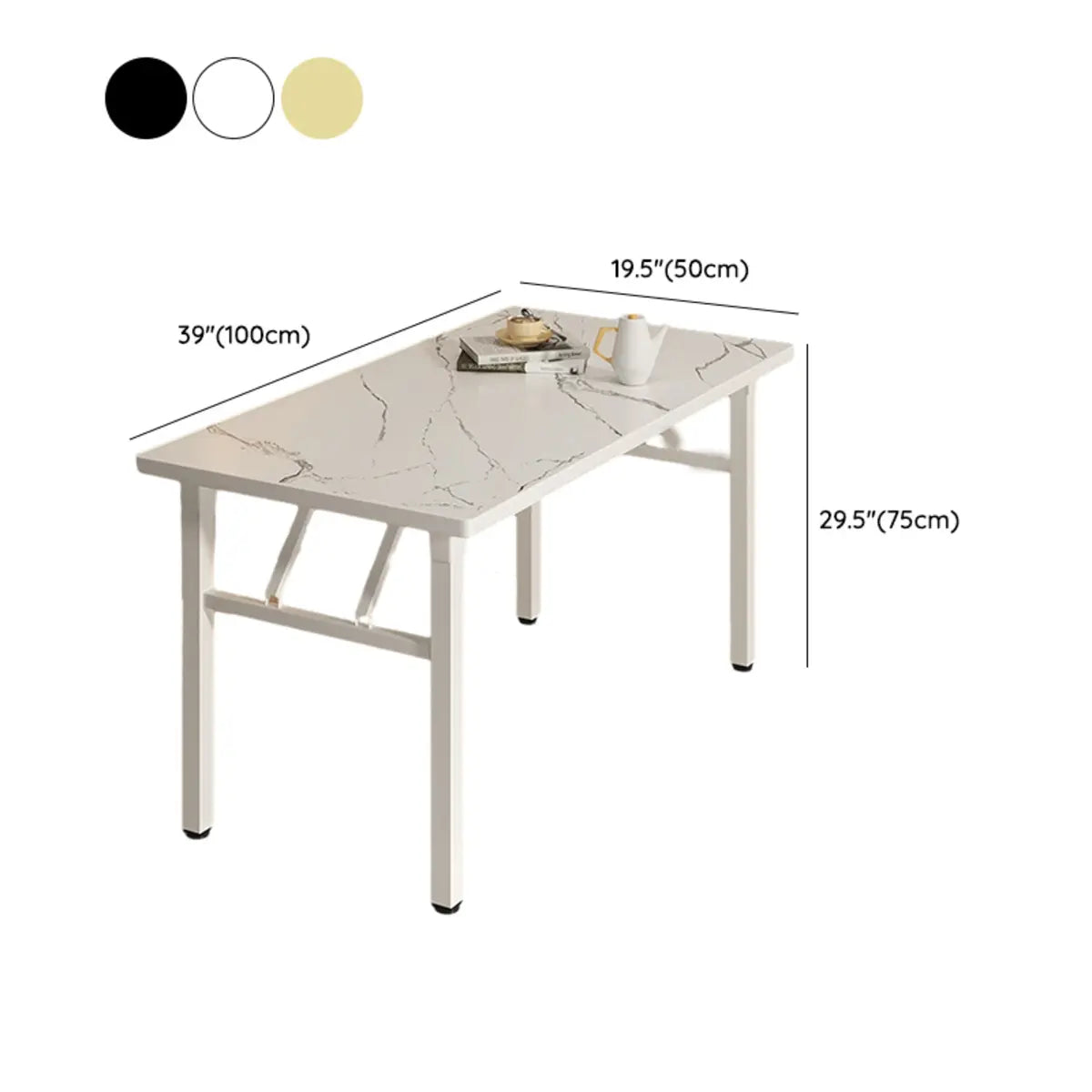 Minimalist Modern Rectangular White Folding Dining Table Image - 20