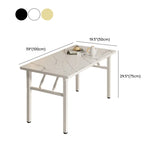 Minimalist Modern Rectangular White Folding Dining Table Image - 20