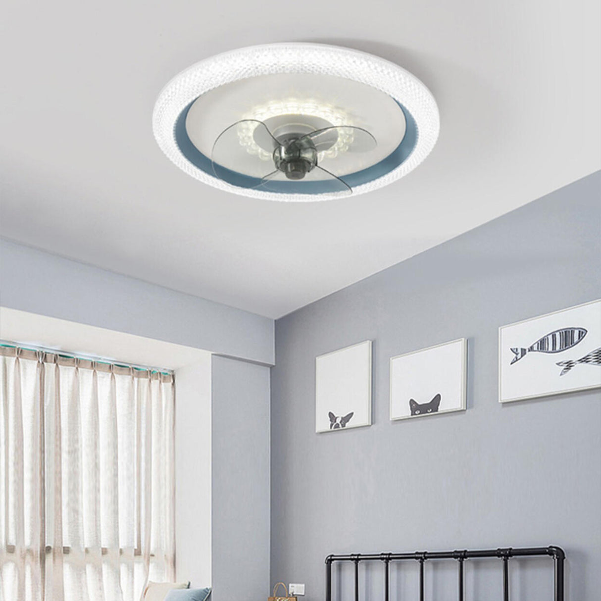 Minimalist Modern Round Flush-Mount Ceiling Fan Light Image - 1