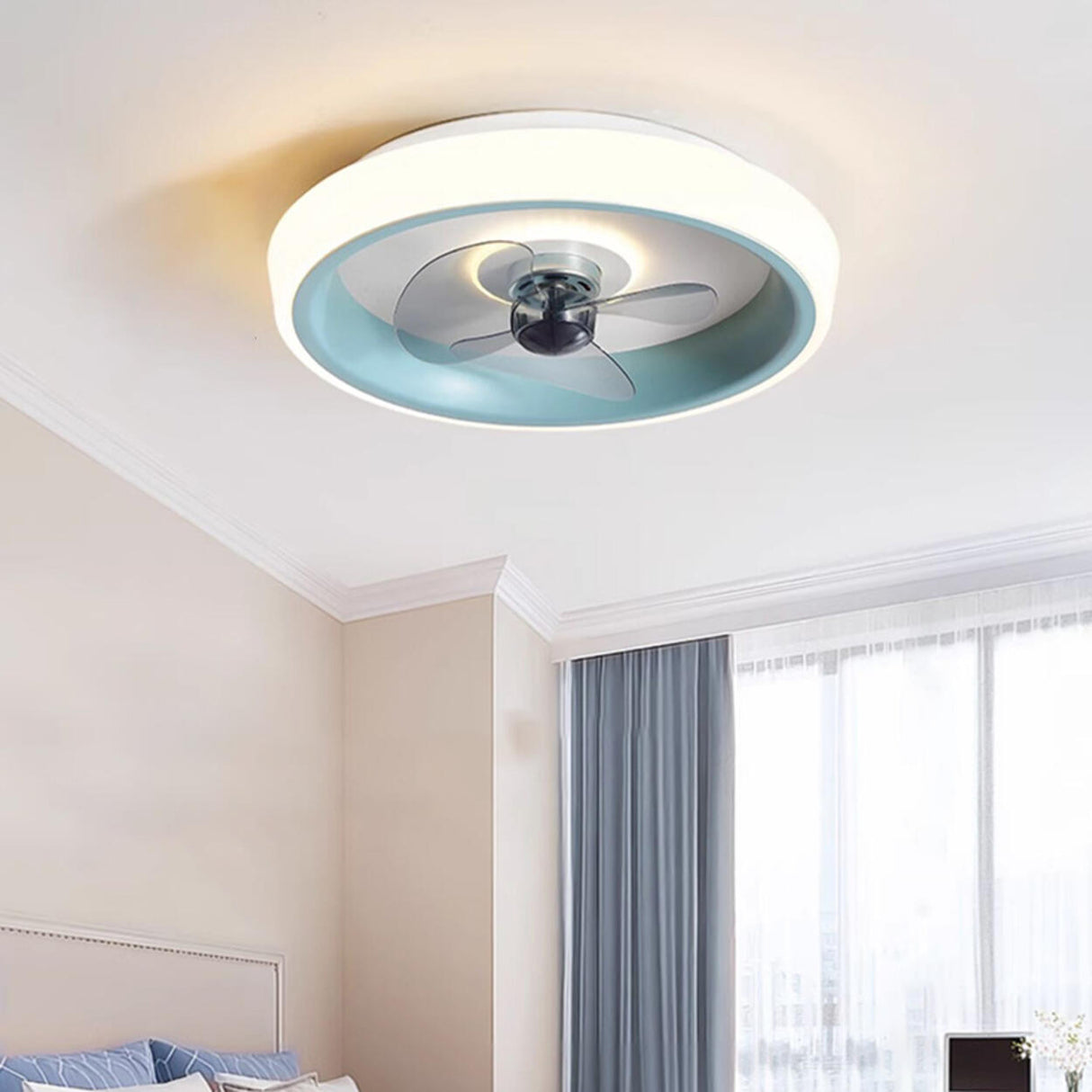 Minimalist Modern Round Flush-Mount Ceiling Fan Light Image - 6