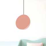 Minimalist Modern Sleek Black Metal Disc Pendant Light Image - 11